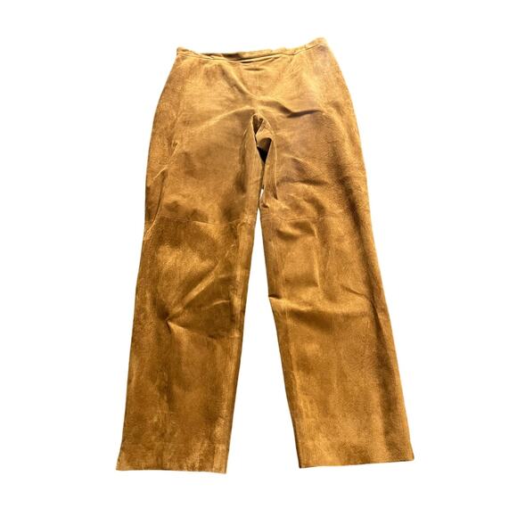 Vintage Jones New York Country Western Genuine Suede Leather Brown Pants size 16 - Picture 1 of 9